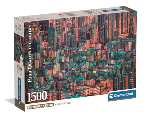 Clementoni - Puzzle 1500 Teile für Erwachsene und Jungen, Kollektion, Thema Hongkong, mit Poster, kompakte Box, Geschenkidee für Damen und Herren, Made in Italy, 84,5 x 59,5 cm, 31732 von Clementoni