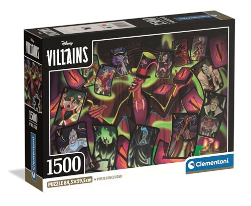 Clementoni - Puzzle 1500 Teile für Erwachsene und Jungen, Special Series, Thema Disney Villains, Compact Box mit Poster, Geschenkidee für Damen und Herren, Made in Italy, 59,5 x 84,5 cm, 31744 von Clementoni