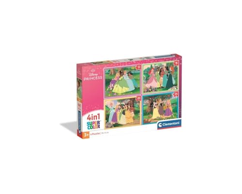 Clementoni Puzzle 4IN1 Disney Princess 72 Stücke für Kindern 3-6 Jahre, Cartoon, Geschenk für Kinder, Puzzle für Kinder, Made in Italy, 21746 von Clementoni