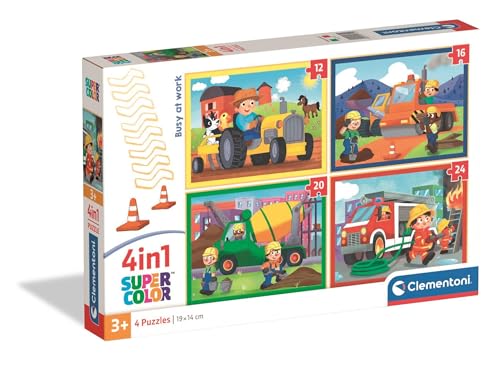 Clementoni Puzzle 4IN1 Busy at Work 72 Stücke für Kindern 3-6 Jahre, Geschenk für Kinder, Puzzle für Kinder, Made in Italy, 21741 von Clementoni