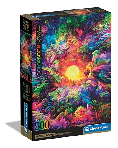 Clementoni Puzzle 500 Teile + Poster Colorboom - Psychedelischer Dschungel von Clementoni