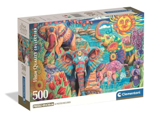Clementoni - Puzzle 500 Teile für Erwachsene und Jungen, Kollektion, Thema Karneval der Elefanten, mit Poster, Kompaktbox, Geschenkidee für Damen und Herren, Made in Italy, 49 x 36 cm, 35578 Clementoni - Puzzle 500 Teile für Erwachsene und Jungen, Kollektion, Thema Karneval der Elefanten, mit Poster, Kompaktbox, Geschenkidee für Damen und Herren, Made in Italy, 49 x 36 cm, 35578 von Clementoni