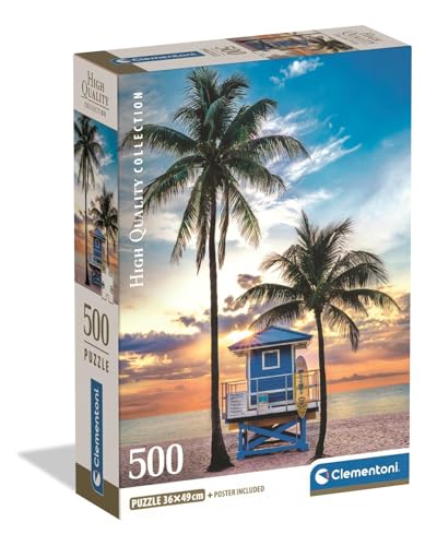 Clementoni Puzzle Collection - Miami Beach Florida 500 Stücke, Compact Box - Puzzle für Erwachsene 14-99 Jahre, Geschenk für Mann und Frau, Made in Italy, 35574 von Clementoni
