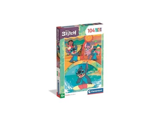Clementoni Puzzle Disney Stitch 104 Stücke für Kindern 6-8 Jahre, Cartoon, Geschenk für Kinder, Puzzle für Kinder, Made in Italy, 25042 von Clementoni