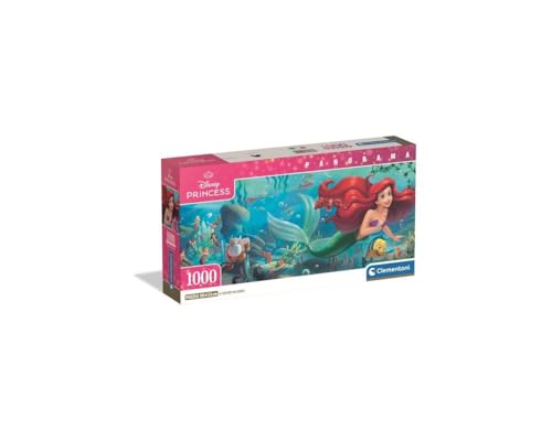 Clementoni - Puzzle für Erwachsene, 1000 Teile, Panorama The Little Mermaid Compact Box, Walt Disney, hergestellt in Italien, 39893 von Clementoni
