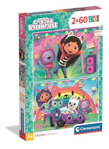 Clementoni - Puzzle für Kinder, 2 x 60 Teile, Supercolor, für Kinder ab 4 Jahren, Abbildung mit Figuren aus dem Karton Gabby's Dollhouse, Geschenkidee, Made in Italy, 27 x 18,5 cm, 25061 Clementoni - Puzzle für Kinder, 2 x 60 Teile, Supercolor, für Kinder ab 4 Jahren, Abbildung mit Figuren aus dem Karton Gabby's Dollhouse, Geschenkidee, Made in Italy, 27 x 18,5 cm, 25061 von Clementoni