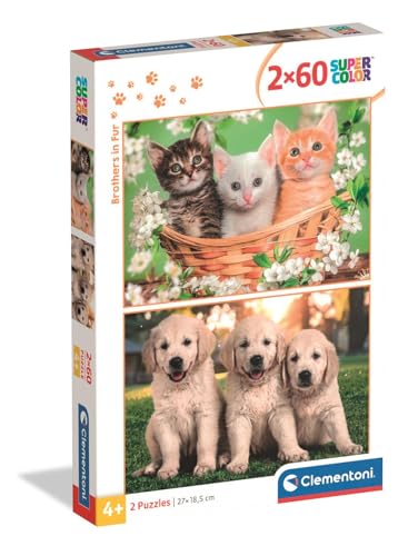 Clementoni - Puzzle für Kinder, 2 x 60 Teile Supercolor, für Kinder ab 4 Jahren, Illustration Katzen, Brothers in Fur, Geschenkidee, Made in Italy, 27 x 19 cm, 24820 Clementoni - Puzzle für Kinder, 2 x 60 Teile Supercolor, für Kinder ab 4 Jahren, Illustration Katzen, Brothers in Fur, Geschenkidee, Made in Italy, 27 x 19 cm, 24820 von Clementoni