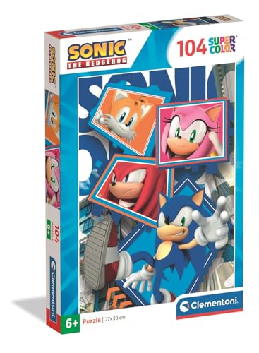 Clementoni Puzzle Sonic 104 Stücke für Kindern 6-8 Jahre, Cartoon, Geschenk für Kinder, Puzzle für Kinder, Made in Italy, 25038 von Clementoni