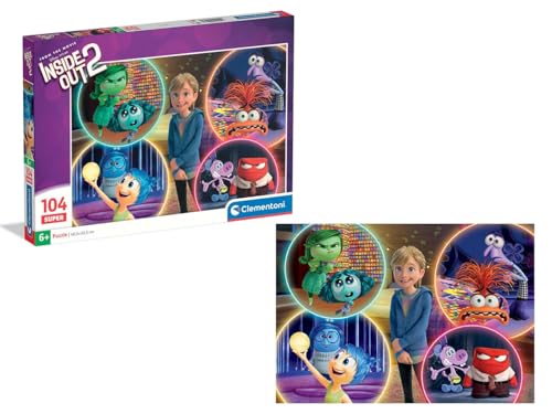 Clementoni - Puzzle für Kinder 104 Teile Supercolor, für Kinder ab 6 Jahren, Abbildung mit Figuren aus dem Cartoon Disney Inside Out 2, Geschenkidee, Made in Italy, 38 x 27 cm, 25066 von Clementoni