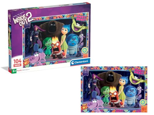 Clementoni - Puzzle für Kinder 104 Teile Supercolor, für Kinder ab 6 Jahren, Abbildung mit Figuren aus dem Cartoon Disney Inside Out 2, Geschenkidee, Made in Italy, 38 x 27 cm, 25068 von Clementoni