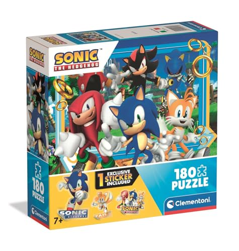 Clementoni - Puzzle für Kinder 180 Teile Supercolor, für Kinder 7 + Jahre, Abbildung mit Figuren aus dem Sonic-Cartoon, mit Aufklebern, Geschenkidee, Made in Italy, 48,5 x 33,5 cm, 29799 Clementoni - Puzzle für Kinder 180 Teile Supercolor, für Kinder 7 + Jahre, Abbildung mit Figuren aus dem Sonic-Cartoon, mit Aufklebern, Geschenkidee, Made in Italy, 48,5 x 33,5 cm, 29799 von Clementoni