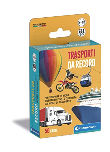 Clementoni - Rekordtransporte, Deck mit 50 Karten, um Kuriositäten auf Allen Fahrzeugen zu entdecken, für Kinder ab 6 Jahren und die ganze Familie, 2-5 Spieler, Geschenkidee Made in Italy, von Clementoni