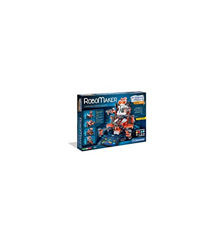 Clementoni RoboMaker 250 - Roboter-Bausatz (Roboter-Bausatz 8 Jahre) 250 Teile (schwarz, grau, orange, Italien, 525 mm) von Clementoni