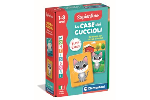 Clementoni Sapientino Baby Montessori - Die Häuser der Welpen, Lernkarten für Kinder von 1-3 Jahren, 48 taktile Karten zur Erkennung von Tieren und Lebensräumen, Made in Italy, italienische Sprache Clementoni Sapientino Baby Montessori - Die Häuser der Welpen, Lernkarten für Kinder von 1-3 Jahren, 48 taktile Karten zur Erkennung von Tieren und Lebensräumen, Made in Italy, italienische Sprache von Clementoni