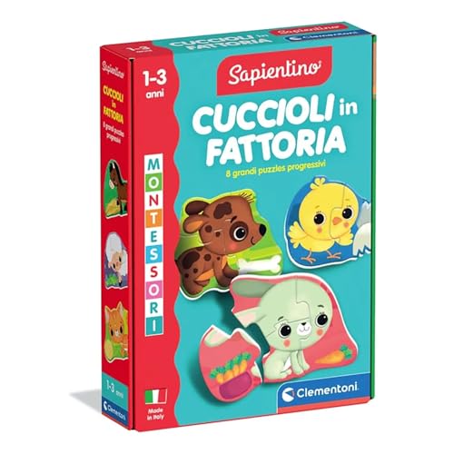 Clementoni Sapientino Baby - Welpen auf dem Bauernhof, Montessori Lernspiel für Kinder von 1-3 Jahren, buntes geformtes Puzzle zum Entdecken der Tiere, Made in Italy, italienische Sprache, 16850 Clementoni Sapientino Baby - Welpen auf dem Bauernhof, Montessori Lernspiel für Kinder von 1-3 Jahren, buntes geformtes Puzzle zum Entdecken der Tiere, Made in Italy, italienische Sprache, 16850 von Clementoni