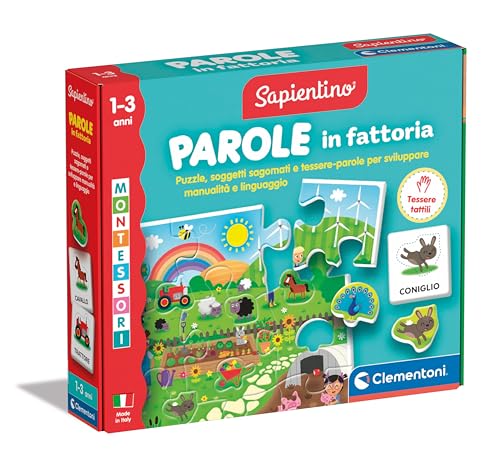 Clementoni - Sapientino Fattoria 1 Jahr, Flashcards, Lernkarten für Kinder, Montessori-Spiel zum Lernen Neuer Wörter, auf Italienisch, Made in Italy, 16864, Mehrfarbig von Clementoni