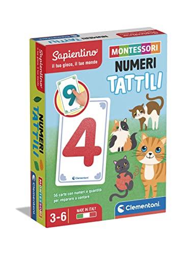 Clementoni - Sapientino Karten-Tattili-Zahlen-Lernspiel 3 Jahre, Flashcards Montessori-Made in Italy, italienische Farbe, 16436 von Clementoni