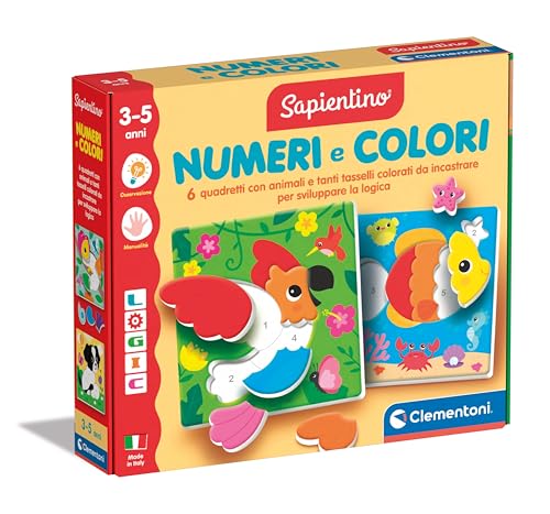 Clementoni - Sapientino Logic Colori-Flashcards, illustrierte Karten mit Zahlen und Tieren, geformtes Puzzle, Lernspiel, 4 Jahre, Lernen, Made in Italy, 16871, Mehrfarbig Clementoni - Sapientino Logic Colori-Flashcards, illustrierte Karten mit Zahlen und Tieren, geformtes Puzzle, Lernspiel, 4 Jahre, Lernen, Made in Italy, 16871, Mehrfarbig von Clementoni