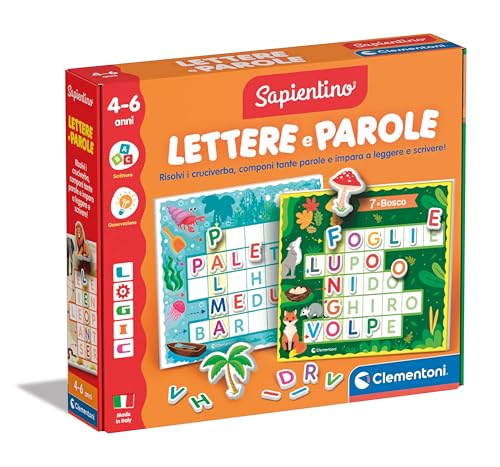 Clementoni Sapientino Logic Buchstaben und Wörter - Illustrierte Karten mit Buchstaben Alphabet, Kreuzworträtsel für Kinder, Flashcard, Lernspiel 4 Jahre zum Lernen von Alphabet und neuen Wörtern, Clementoni Sapientino Logic Buchstaben und Wörter - Illustrierte Karten mit Buchstaben Alphabet, Kreuzworträtsel für Kinder, Flashcard, Lernspiel 4 Jahre zum Lernen von Alphabet und neuen Wörtern, von Clementoni