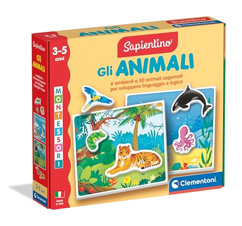 Clementoni - Sapientino Montessori 3 Jahre mit geformten Karten, Flashcards, Lernspiel zum Lernen der Tiere, Sprachentwicklung, Made in Italy, 16867, Mehrfarbig Clementoni - Sapientino Montessori 3 Jahre mit geformten Karten, Flashcards, Lernspiel zum Lernen der Tiere, Sprachentwicklung, Made in Italy, 16867, Mehrfarbig von Clementoni