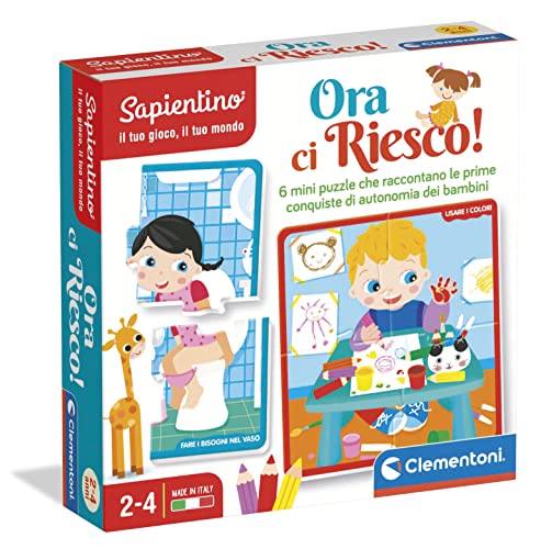 Clementoni Sapientino – Ora Ci Riesco!, Lernspiel mit Einsteckkarten für Kinder 2-4 Jahre, Puzzle zur Entwicklung von Autonomie und Geschicklichkeit, Made in Italy, italienische Sprache, 16783 von Clementoni