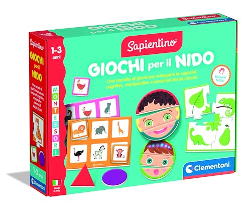 Clementoni Sapientino Montessori - Erste Entdeckungen, Lernspiel Montessorianische Methode Kinder 1-3 Jahre, zum Entdecken von Formen, Farben und taktilen Texturen, Made in Italy, italienische von Clementoni
