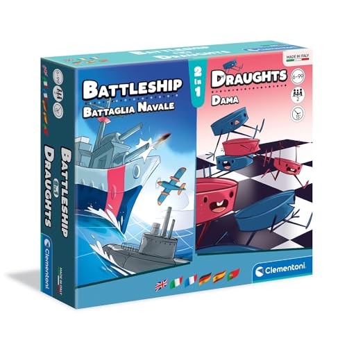 Clementoni - 16305 - 2 in 1: Schiffe versenken + Dame - Gesellschaftsspiel Kinder, Familienspiel Ab 6 Jahren Clementoni - 16305 - 2 in 1: Schiffe versenken + Dame - Gesellschaftsspiel Kinder, Familienspiel Ab 6 Jahren von Clementoni