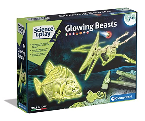 Clementoni - 19311 - Science & Play,Glowing Beasts - Experimente Für Kinder Ab 7 Jahren (Italienisch, Englisch, Französisch, Deutsch, Spanisch, Niederländisch und Polnisch), Made In Italy, Mehrfarbig von Clementoni