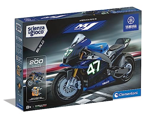 Clementoni - Scienza Build M1-Modell Yamaha, Miniatur Kinder, Bausatz, Mechaniklabor, Motorrad zum Bauen, wissenschaftliches Spiel 8 Jahre, Made in Italy, Farbe Italiano, 19294 von Clementoni