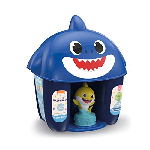 Clementoni - Soft Clemmy-Baby Shark-Eimer mit Figuren Set Bausteine Made in Italy, 10 Monate, 17425 von Clementoni