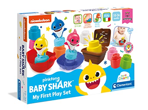 Clementoni 17426 Soft Clemmy Baby-Shark Spielset mit weichen Bausteinen, 10 Monate +, Mehrfarbig, Einheitsgröße von Clementoni