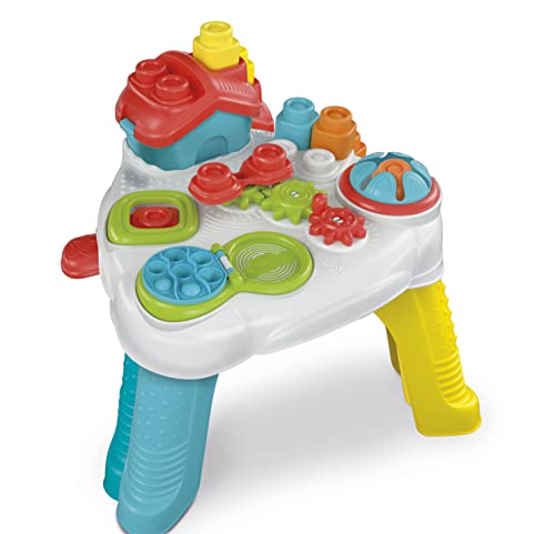 Clementoni Soft Clemmy Sensorischer Tisch - Mit weichen Bausteinen & Spielzeug für Babys & Kleinkinder ab 10 Monaten - Sensorik-Spielzeug mit Bauklötzen 17704, 12,5X58X44 von Clementoni