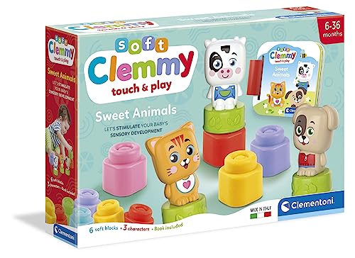 Clementoni - Soft Clemmy Spielset mit Buch, niedliche Tiere, Bausteine, weicher Block für Babys 6 Monate, Erwachenspielzeug, erstes Alter, hergestellt in Italien, 17849, Mehrfarbig Clementoni - Soft Clemmy Spielset mit Buch, niedliche Tiere, Bausteine, weicher Block für Babys 6 Monate, Erwachenspielzeug, erstes Alter, hergestellt in Italien, 17849, Mehrfarbig von Clementoni