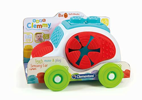 Clementoni Soft Clemmy Sensorisches Auto - Mit weichen Bausteinen für Babys & Kleinkinder ab 6 Monaten - Sensorik Spielzeug mit Bauklötzen 17315 von Clementoni