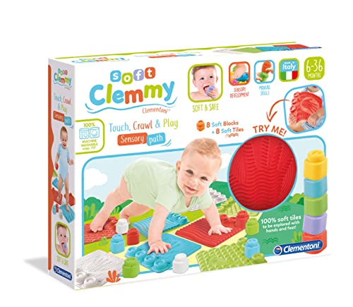 Clementoni 17352 Soft Clemmy Sensorische Krabbeldecke für Babys Bausteine für Kleinkinder ab 10 Monaten, Mehrfarbig, One Size von Clementoni