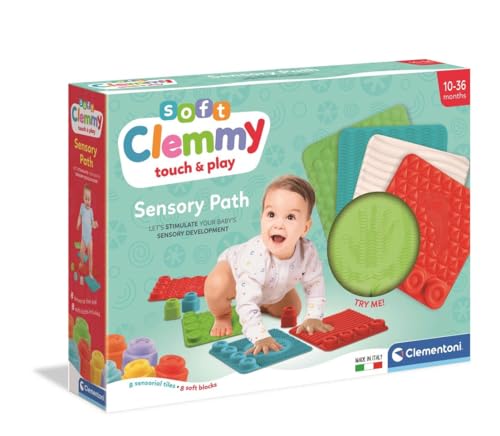 Clementoni Soft Clemmy Sensorische Spielmatten - Mit weichen Bausteinen für Babys & Kleinkinder ab 6 Monaten - Sensorik Spielzeug mit Bauklötzen 17352 von Clementoni