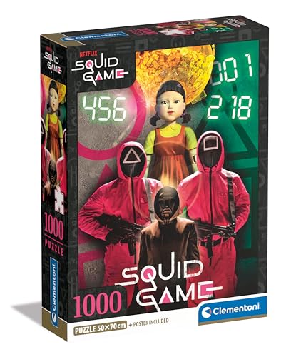 Clementoni Squid Game – 1000 Teile, Poster inklusive, Netflix-Puzzle, TV-Serie, Spaß für Erwachsene, Made in Italy, 39859, Mehrfarbig von Clementoni