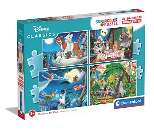 Clementoni - 21414 - Supercolor Puzzle Disney Classics - Puzzle Mit 20+60+100+180 Teile - Puzzle Für Kinder Ab 3 Jahren, Made In Italy von Clementoni