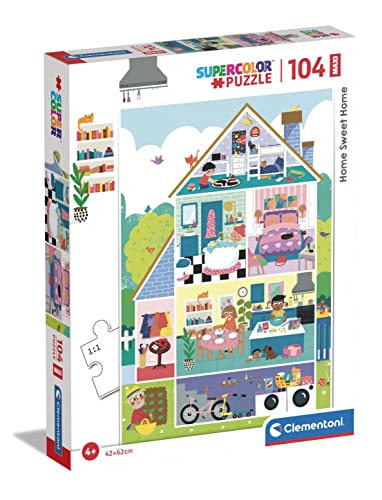 Clementoni 23775 Supercolor Sweet Home-Puzzle 104 Maxi Teile Ab 4 Jahren, Buntes Kinderpuzzle Mit Besonderer Leuchtkraft & Farbintensität, Geschicklichkeitsspiel Für Kinder von Clementoni