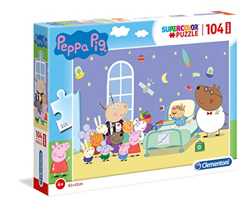 Clementoni 23735 Maxi Peppa Pig – Puzzle 104 Teile ab 4 Jahren, farbenfrohes Kinderpuzzle mit extra großen Puzzleteilen, Geschicklichkeitsspiel für Kinder von Clementoni