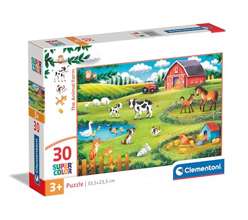 Clementoni 20286 Supercolor The Animal Farm – 30 Teile Kinder 3 Jahre, Puzzle Tiere, Illustration, hergestellt in Italien, Mehrfarbig von Clementoni