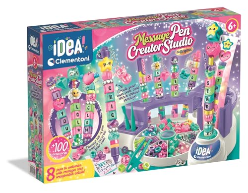 Clementoni The Message Pens - Personalisieren Sie bunte Stifte mit Perlen, Aufklebern und Buchstaben für Kinder ab 6 Jahren von Clementoni