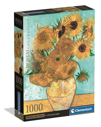 Clementoni Puzzle Museum Sunflower 1000 Stücke, Compact Box - Puzzle für Erwachsene 14-99 Jahre, Geschenk für Mann und Frau, Made in Italy, 39966 von Clementoni