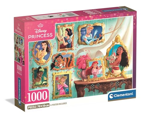 Clementoni Puzzle - Disney Princess 500 Stücke, Compact Box - Puzzle für Erwachsene 14-99 Jahre, Geschenk für Mann und Frau, Made in Italy, 37046 von Clementoni
