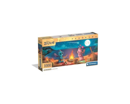 Clementoni Puzzle Panorama Disney Stitch 1000 Stücke, Compact Box - Puzzle für Erwachsene 14-99 Jahre, Geschenk für Mann und Frau, Made in Italy, 37061 von Clementoni