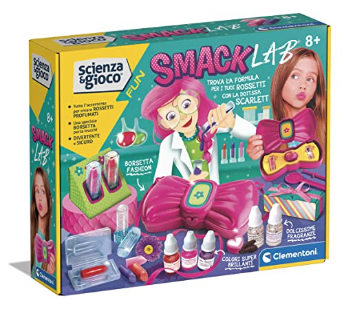 Clementoni - Wissenschaft Fun-Smack Lab, Wissenschaftliches Spiel 8 Jahre, Labor für Mädchen, Lippenstifte und Lippenglanz, italienische Version, Farbe, 19353 von Clementoni