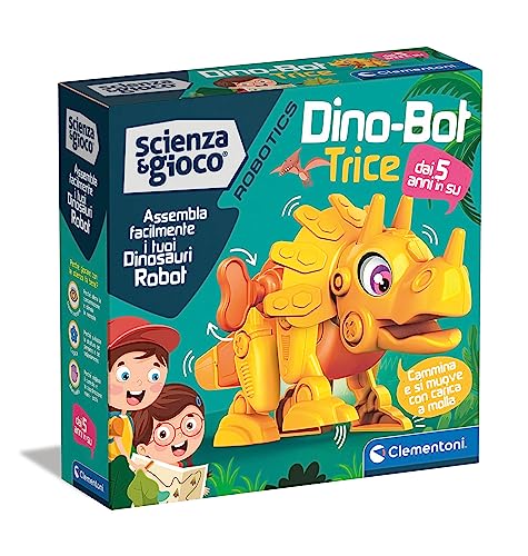 Clementoni Clementoni-19332 Wissenschaft Robotics-Dino Bot Konstruktion, Roboter-Werkstatt, Modell Dinosaurier Triceratop, STEM, wissenschaftliches Spiel, 5 Jahre, hergestellt in Italien, Farbe von Clementoni