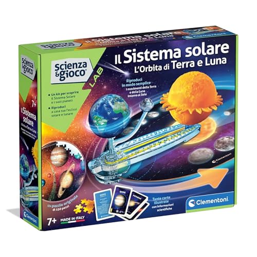 Clementoni Wissenschaft und Spiel Lab – Das Sonnensystem, Umlaufbahn von Erde und Mond, Wissenschaftsspiel für Kinder ab 6 Jahren, um den Kosmos zu entdecken, mit Puzzle 150 Teile, Made in Italy von Clementoni