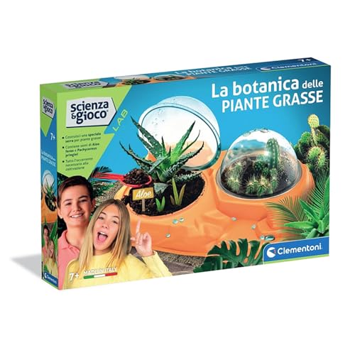 Clementoni Wissenschaft und Spiel Lab - Die Botanik der Sukkulenten, wissenschaftliches Spiel für Kinder 7+ Jahre, Kit Sukkulenten zum Anbau im botanischen Garten, Made in Italy, italienische Sprache von Clementoni