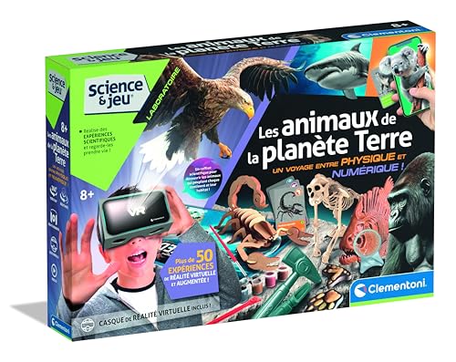 Clementoni - Wissenschaftliches Set: Tiere ab 8 Jahren – Erfahrung zum Herstellen – inklusive Formen + Malerei + Figuren + 30 Karten und EIN VR-Kopfhörer – Lernspiele – hergestellt in Italien von Clementoni
